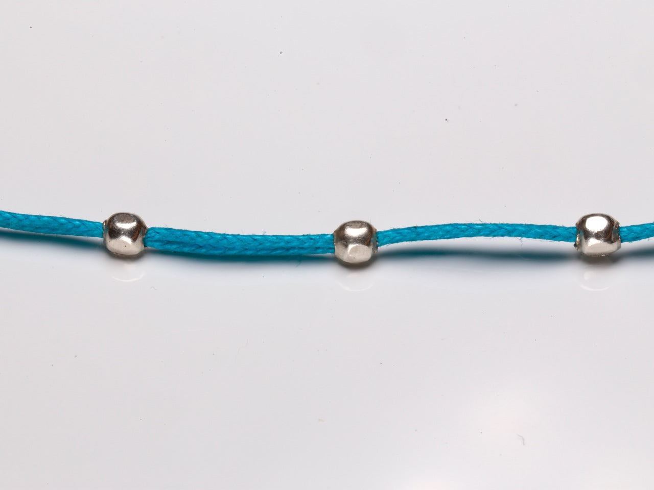 Silver Beads Narrow Wrap Bracelet_blue(Long)