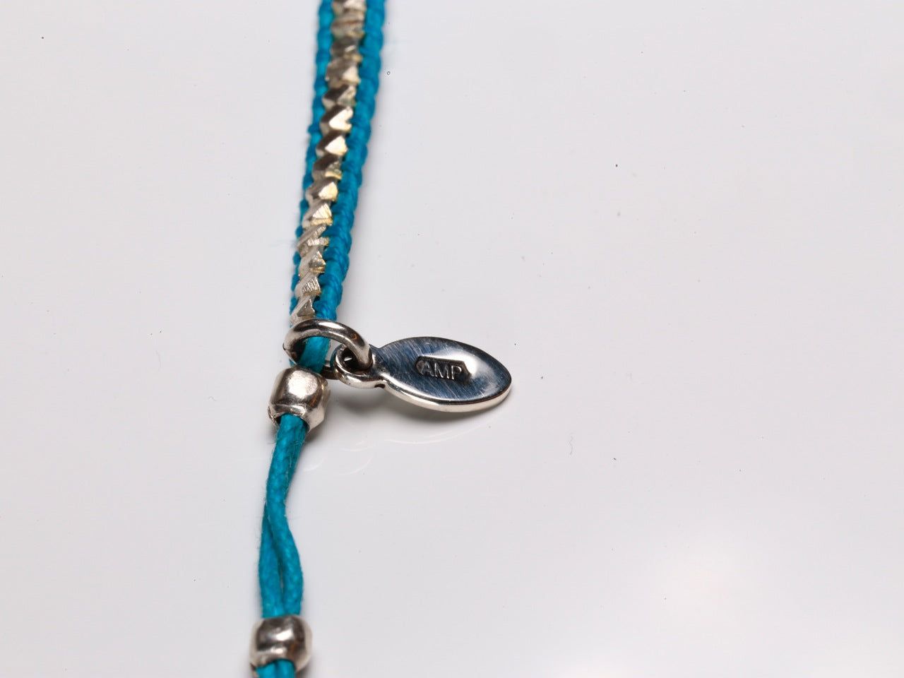 Silver Beads Narrow Wrap Bracelet_blue(Long)